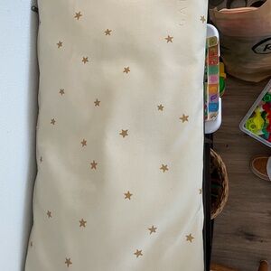 Star Patterned Cream Gathre Cushion